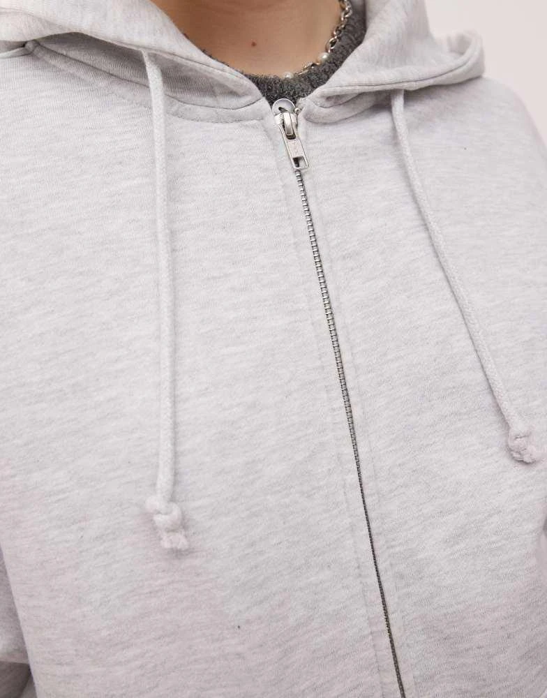 COLLUSION COLLUSION zip through boxy hoodie in grey marl 3