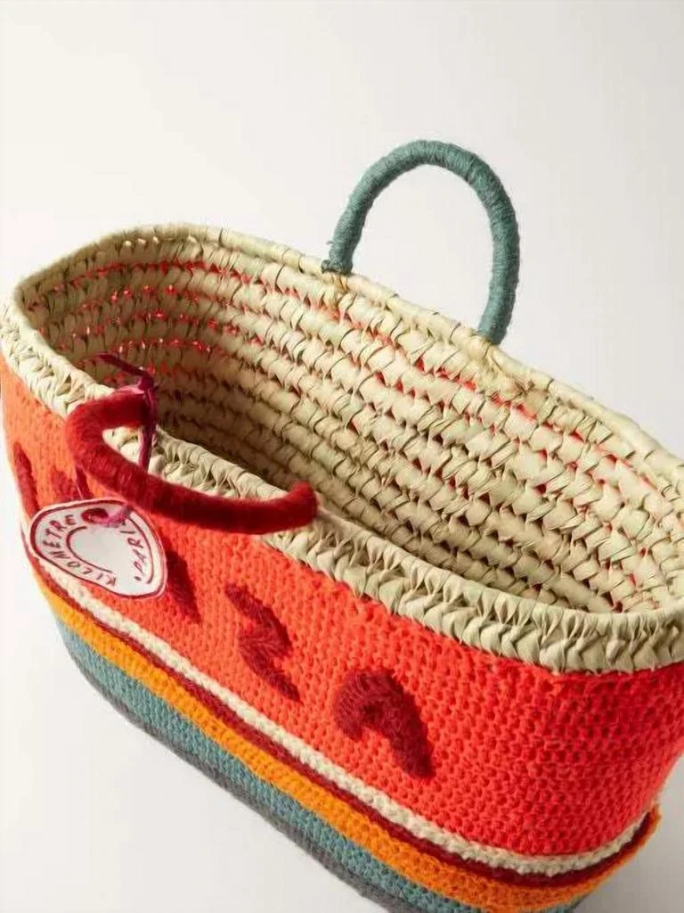 Kilometre Paris Medium Undercover Ibiza Woven Straw Tote Bag In Orange Multi 2