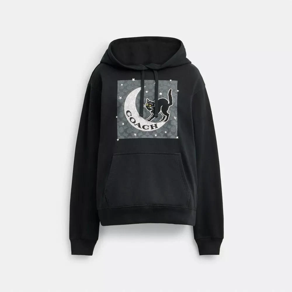 Coach Halloween Black Cat Moon Signature Square Hoodie