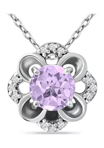 Belk 
Co. 3/4 ct. t.w. Amethyst and White Topaz Flower Necklace, Sterling Silver
