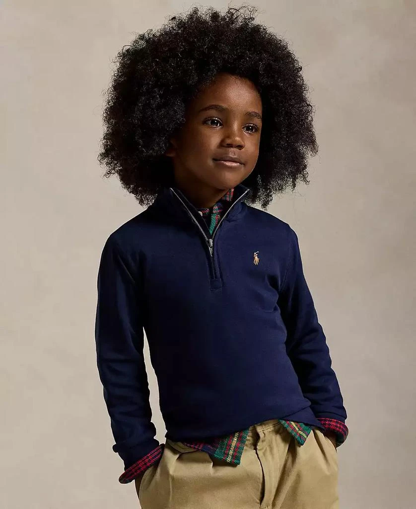 Ralph Lauren Toddler and Little Boys Cotton Interlock Quarter-Zip Pullover shirt