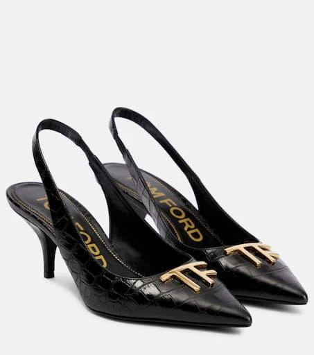 Tom Ford Croc-effect leather slingback pumps 1