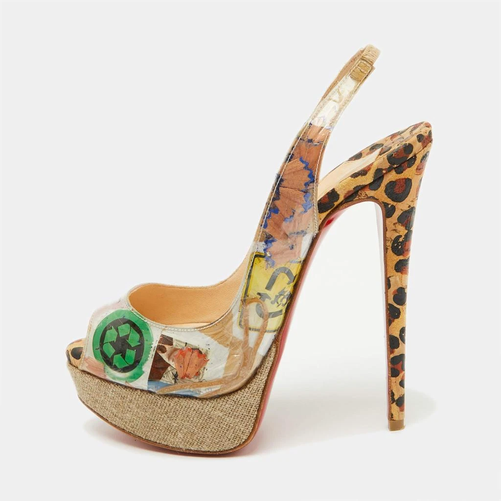 Christian Louboutin Christian Louboutin Multicolor PVC Eco Trash Peep Toe Platform Slingback Pumps Size 35.5 1