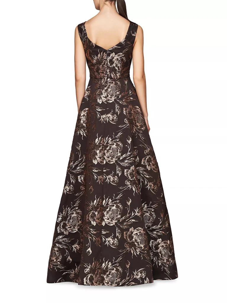 Kay Unger Theodora Floral Metallic Jacquard Sleeveless Gown 4