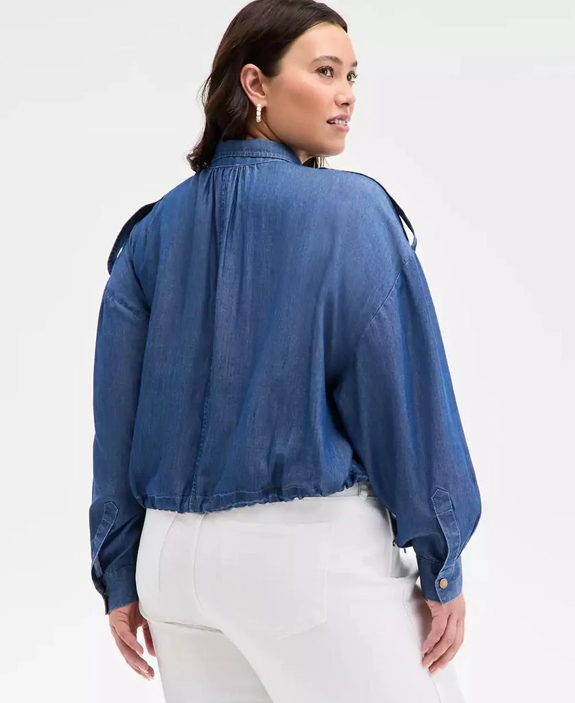 On 34th Trendy Plus Size Chambray Cropped Jacket, Exclusively at Macy's 4