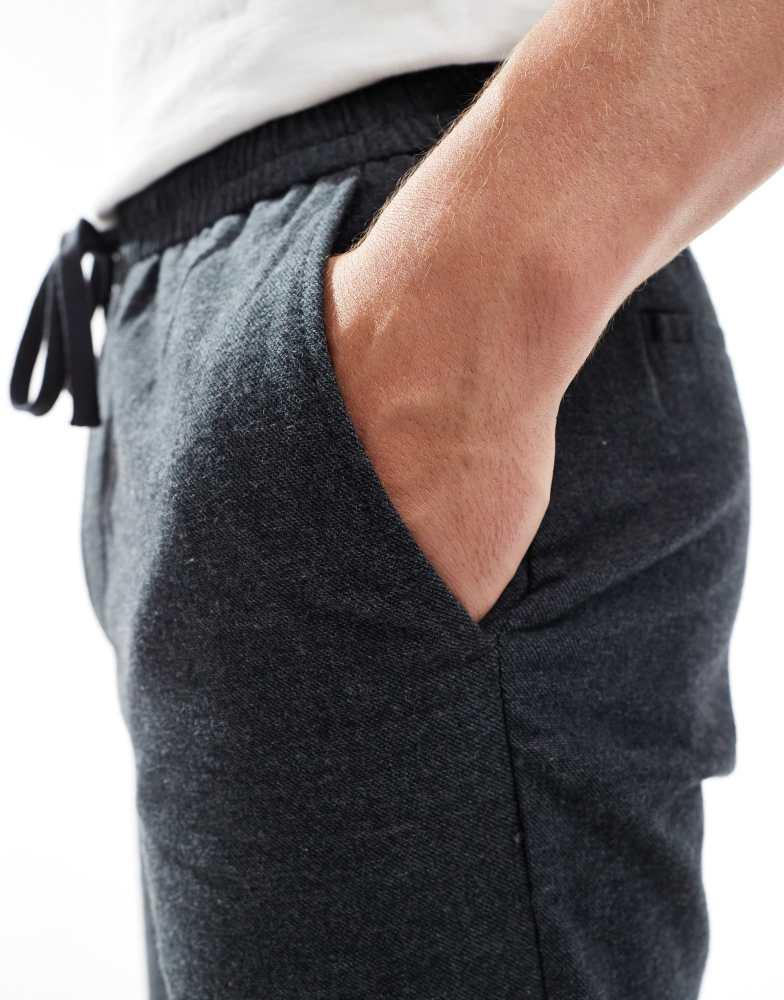 Only & Sons ONLY & SONS loose fit flannel trouser co-ord in charcoal