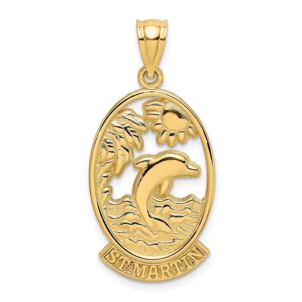 Diamond2Deal 14k Yellow Gold ST. MARTIN Dolphin Sunset Charm