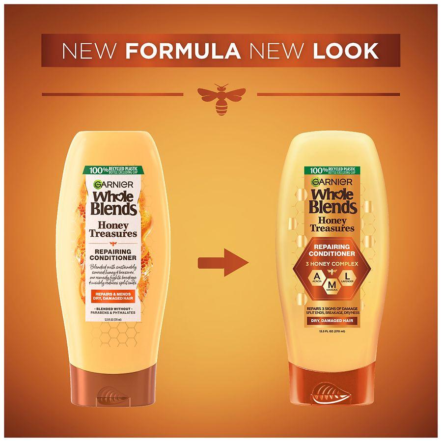 Garnier Whole Blends Honey Treasures Repairing Conditioner, Dry, Damaged Hair