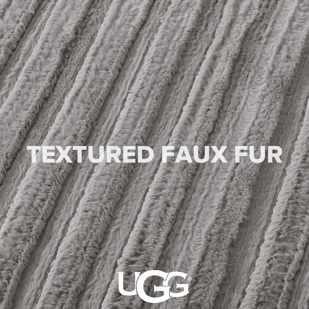 UGG UGG Kenzie Full/Queen Comforter Set with 2 Pillow Shams Plush Faux Fur Bedding Soft Warm Down Alternative Comforter Washable Hypoallergenic Fluffy Blanket Set for Bedroom, Full/Queen Size, Seal Grey 4