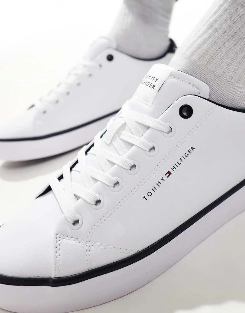 Tommy Hilfiger Tommy Hilfiger vulcanised leather trainers in white 3