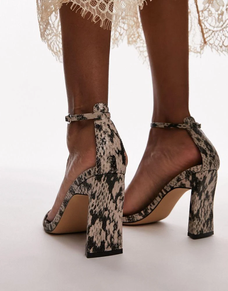 Topshop Topshop Goldie high heeled two part sandal in snake 4