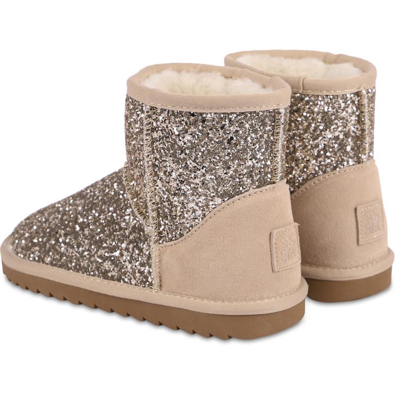 COLORS OF CALIFORNIA Glittery winter boots with faux fur interior in bronze