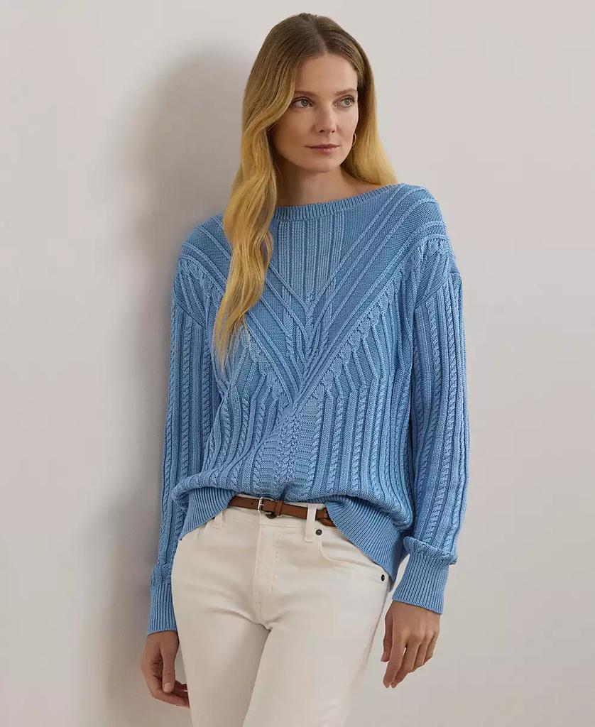 Ralph Lauren Women's Cable-Knit Cotton-Blend Boatneck Sweater, Regular & Petite