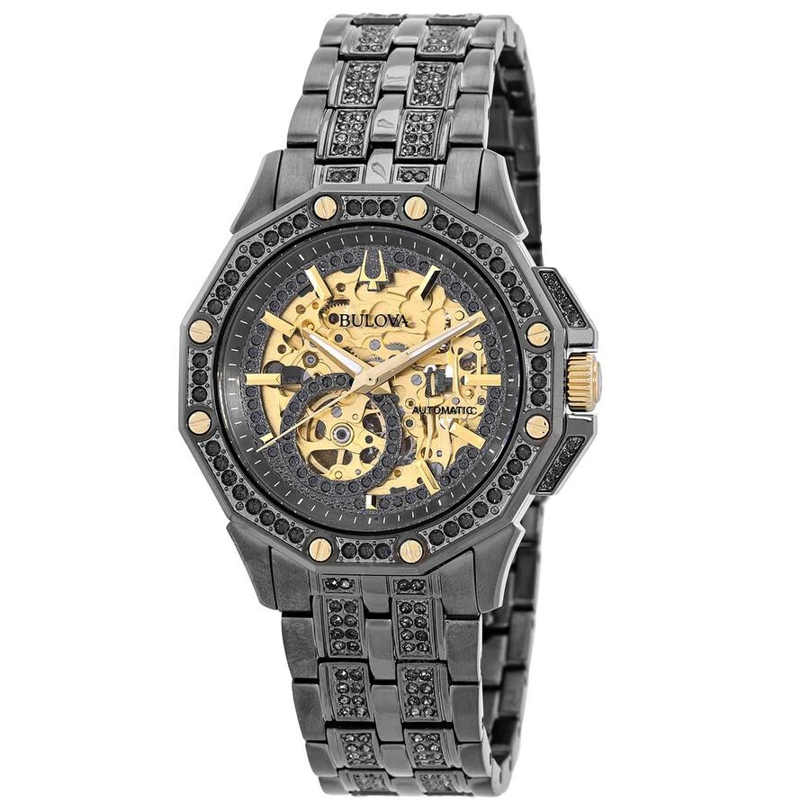Bulova Octava Automatic Crystal Gold Skeleton Dial Men's Watch 98A293 1