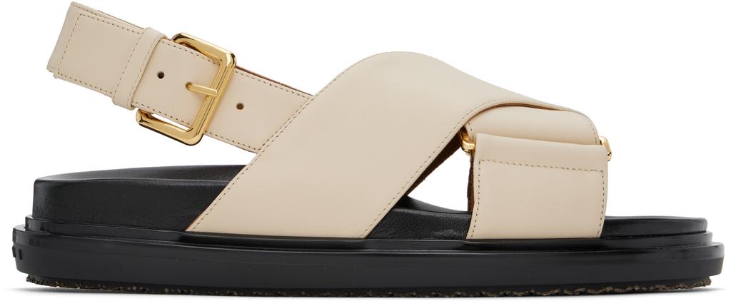 Marni Off-White Leather Fussbett Sandals