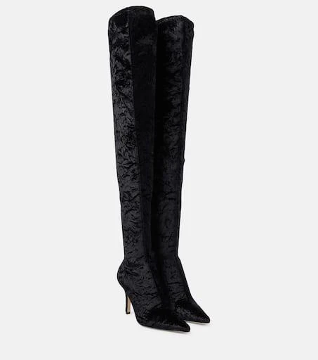 Paris Texas Mama over-the-knee velvet boots 1