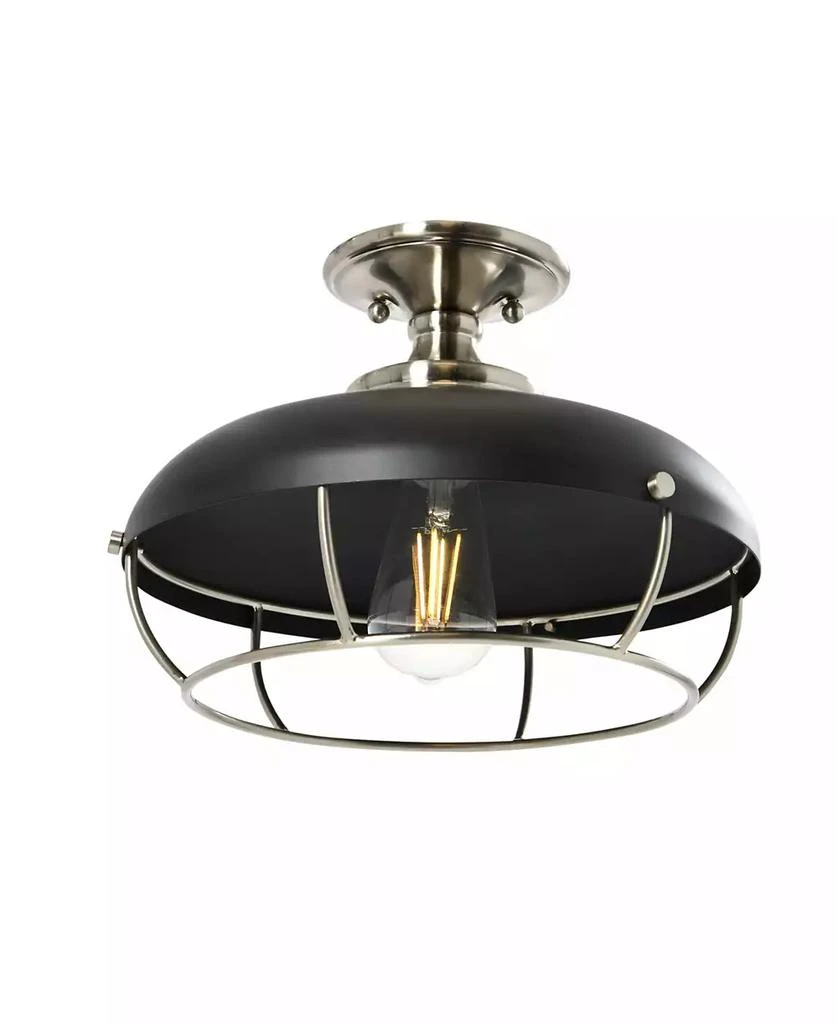 Robert Stevenson Lighting Presley - Caged Dome Metal Semi-Flush Mount Ceiling Light Brushed Nickel 4