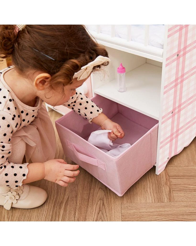 Teamson Olivia
s Little World by Kids Aurora Princess Pink Plaid Baby Doll Bed with Accessories Pink - Ages 3-7 6
