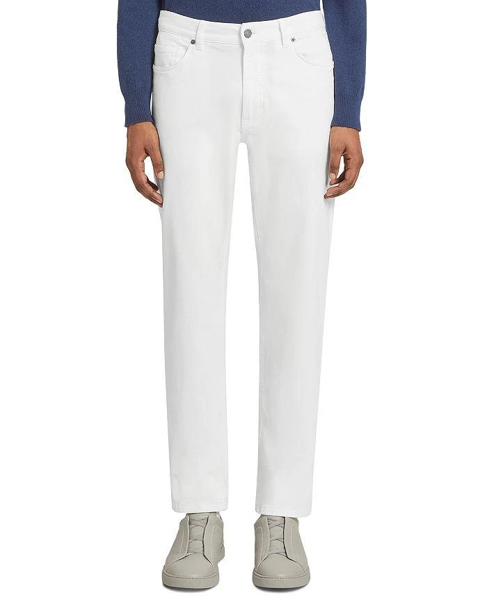 Zegna Gabardine City Slim Straight Fit Jeans in White 1
