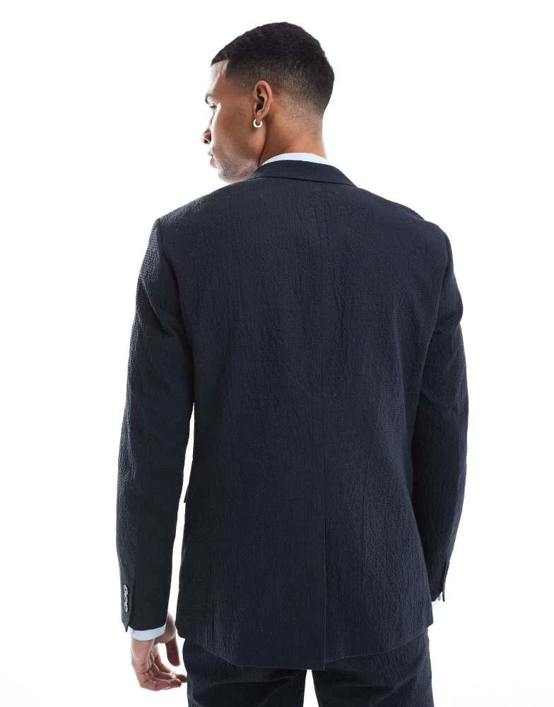 Jack & Jones Jack & Jones Premium seersucker suit jacket in navy 3