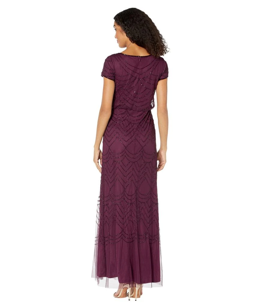 Adrianna Papell Short Sleeve Blouson Beaded Gown 3