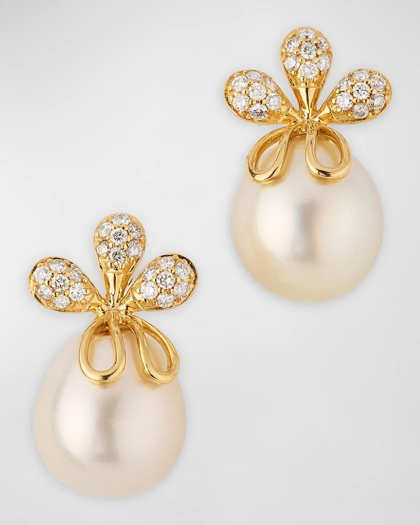 BELPEARL 18K Diamond and 10-11mm South Sea Pearl Earrings 1