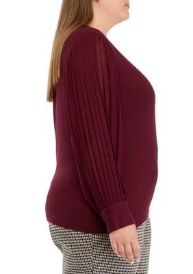 philosophy Plus Size Long Sleeve Knit Woven Shirt 3