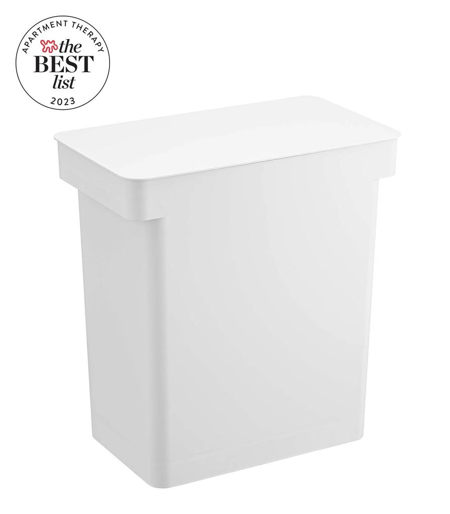 Yamazaki Home Airtight Rolling Trash Can, Polypropylene, 6.6 gallons, 25 liters, Lid, Wheels, Minimal Assembly 1