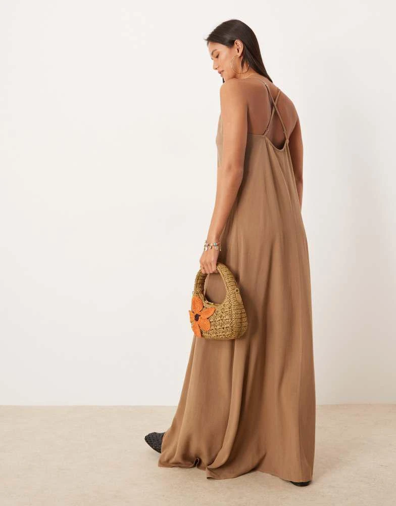 ASOS ASOS DESIGN linen blend strappy maxi dress in brown - Dresses & Skirts  - BeyondStyle