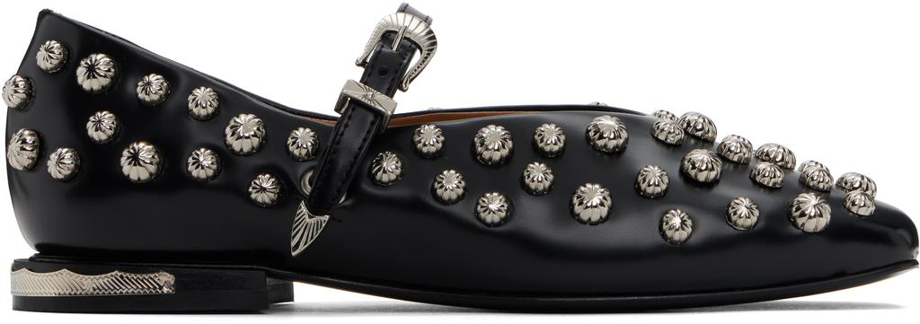 Toga Pulla Black Polido Ballerina Flats