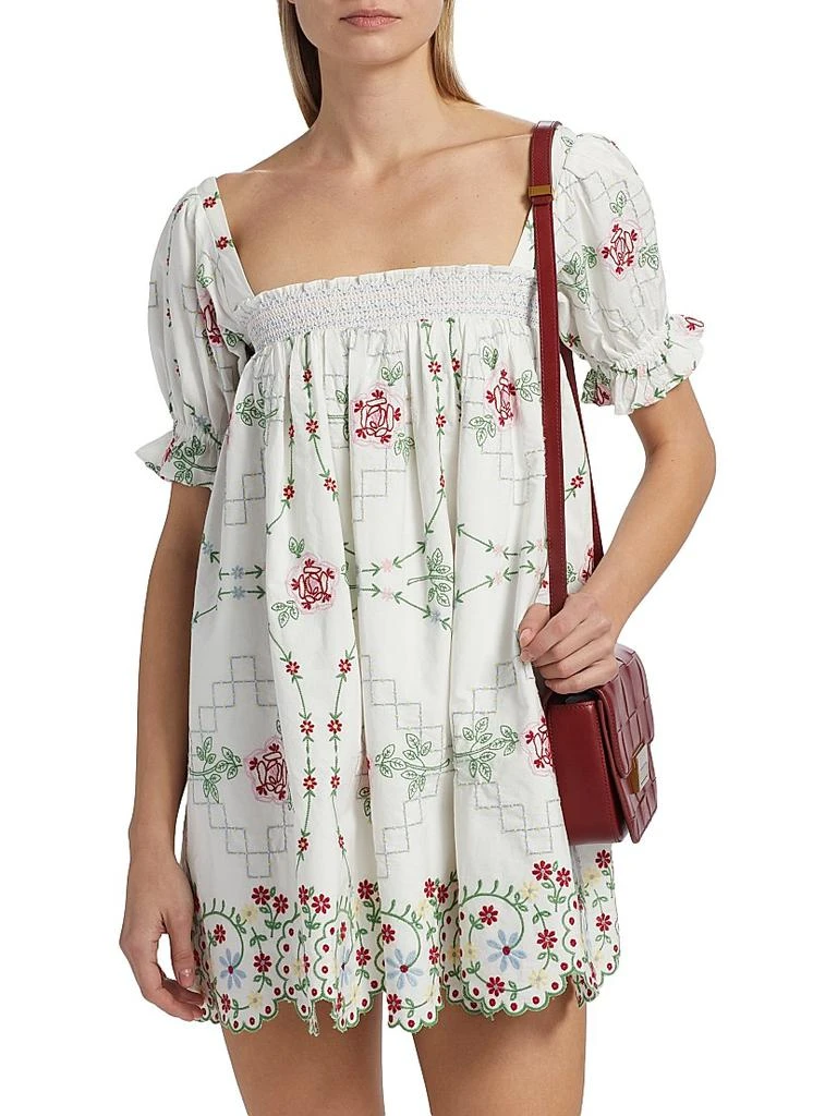 damson madder embroidered dress Embroidered Lace Shirt Dress with Sash main image 1