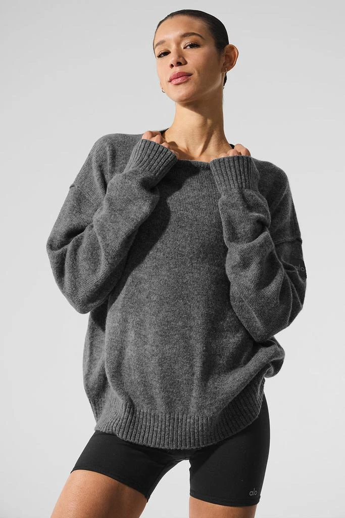 Alo New Class Cashmere Crewneck Sweater - Platinum Grey 1