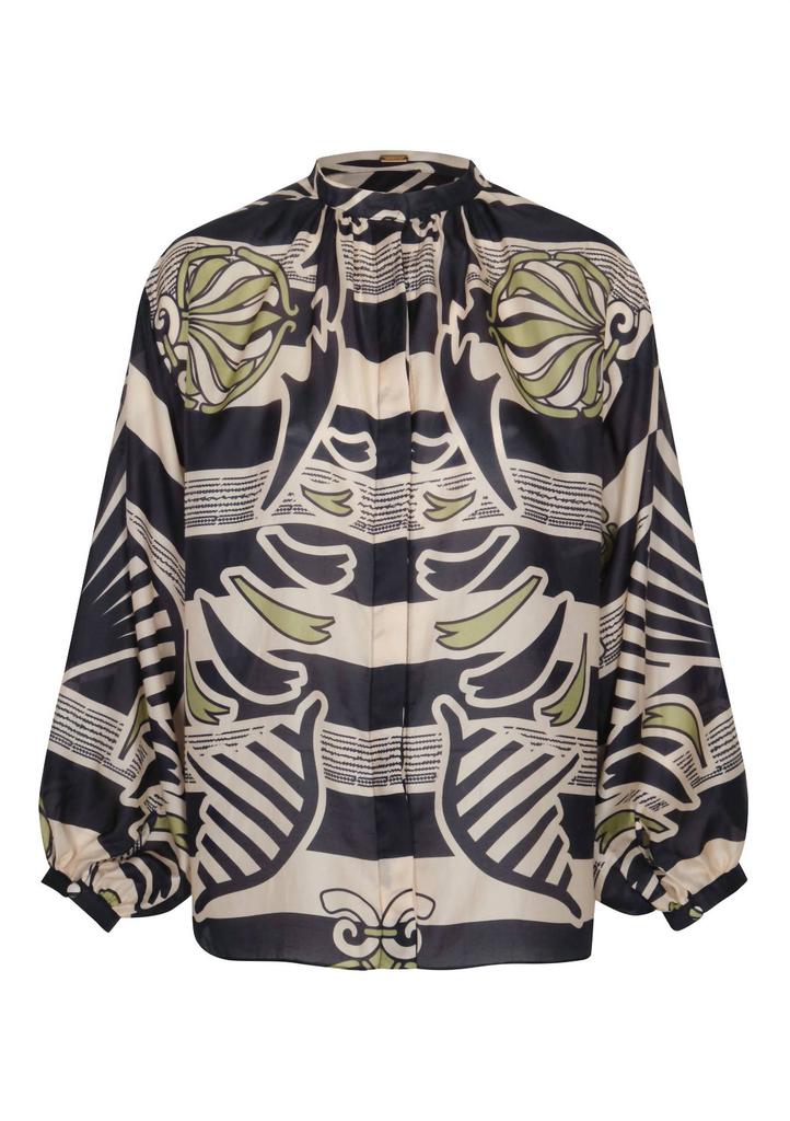 Juan de Dios Juan De Dios - Don Simon Cotton Silk Blouse navy OrnMent stripes