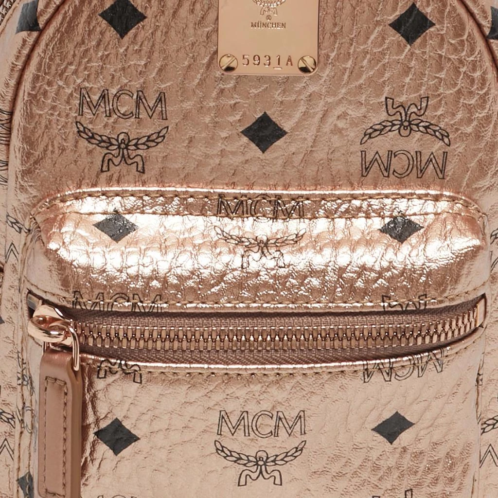 Shop MCM Rose Gold Visetos Coated Canvas and Leather Mini  display picture 3