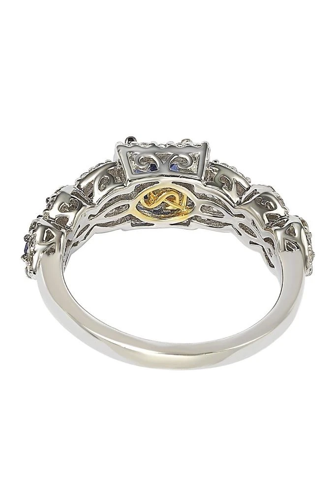 Suzy Levian Sterling Silver Asscher-Cut Sapphire & CZ Engagement Ring 2