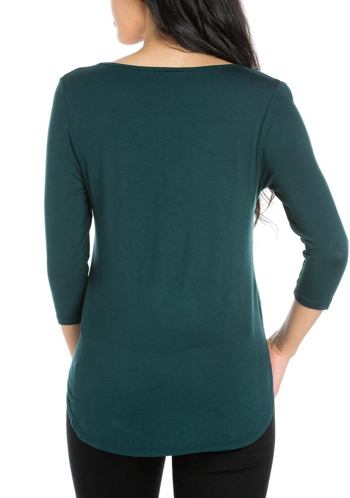 24seven Comfort Apparel Women's Criss Cross Round Hemline Tunic Top 2