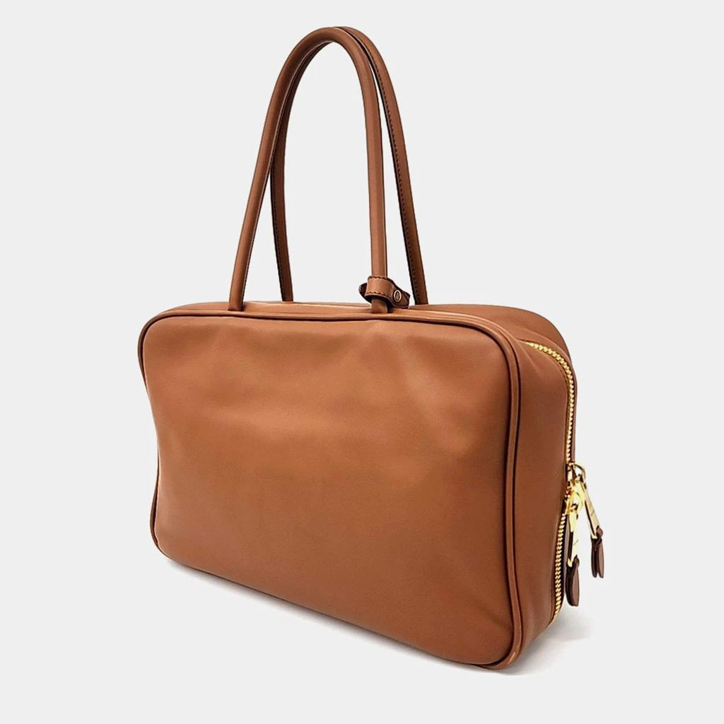 Miu Miu  Miu Miu Brown Leather Embossed Logo Bowling Bag 2