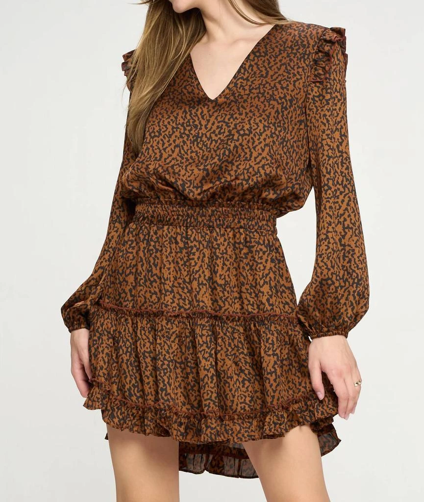 brown silk mini dress Brown Estrellitas Silk Mini Dress