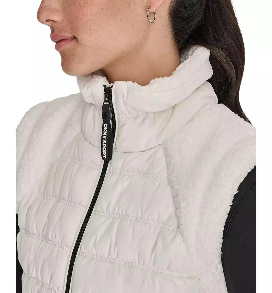 DKNY Women
s Horizontal Channel Quilted Mock Neck Puffer Vest with Sherpa 4