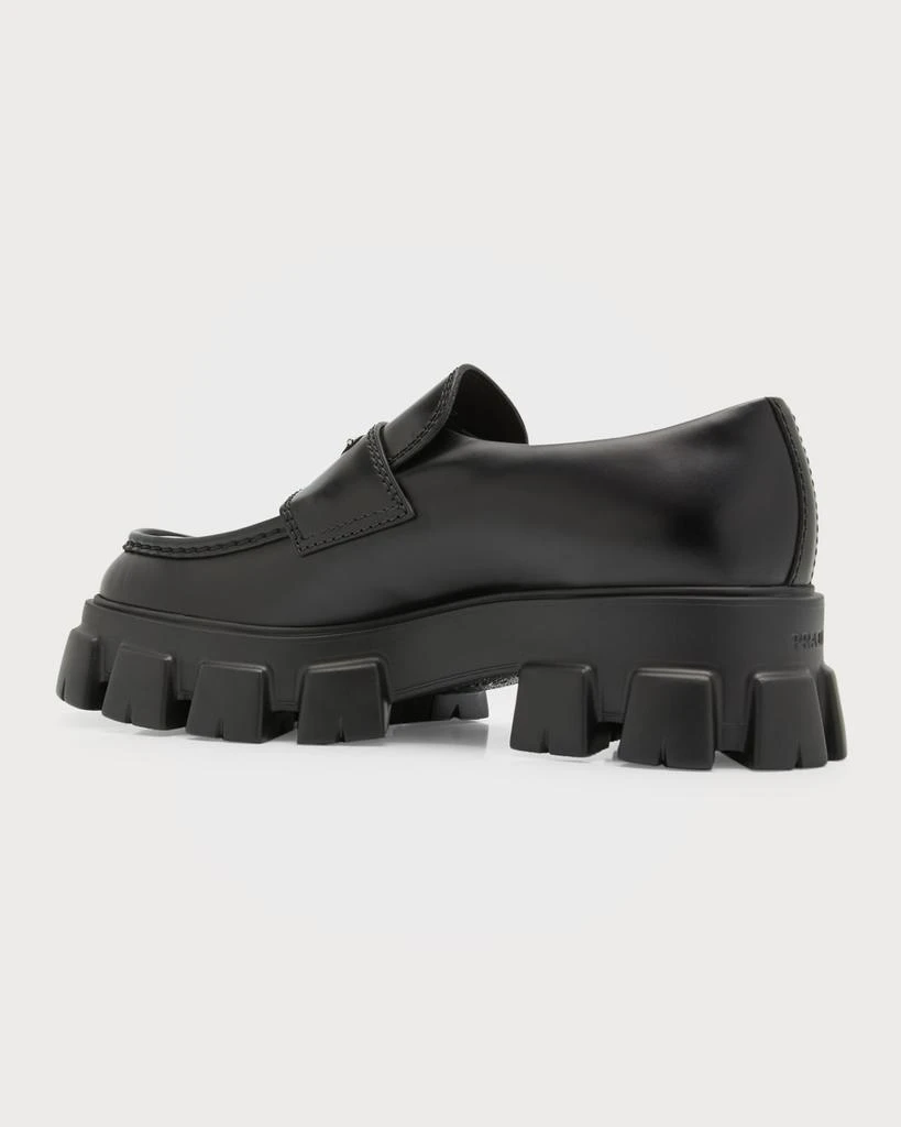 Prada Men's Monolith Lug-Sole Brushed Leather Loafers 4