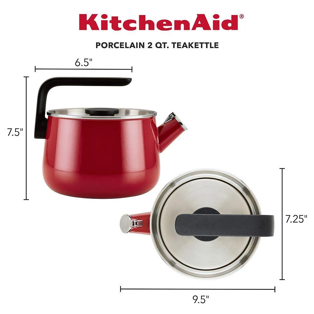 KitchenAid Enameled Steel Induction 2 Qt Whistling Tea Kettle 8