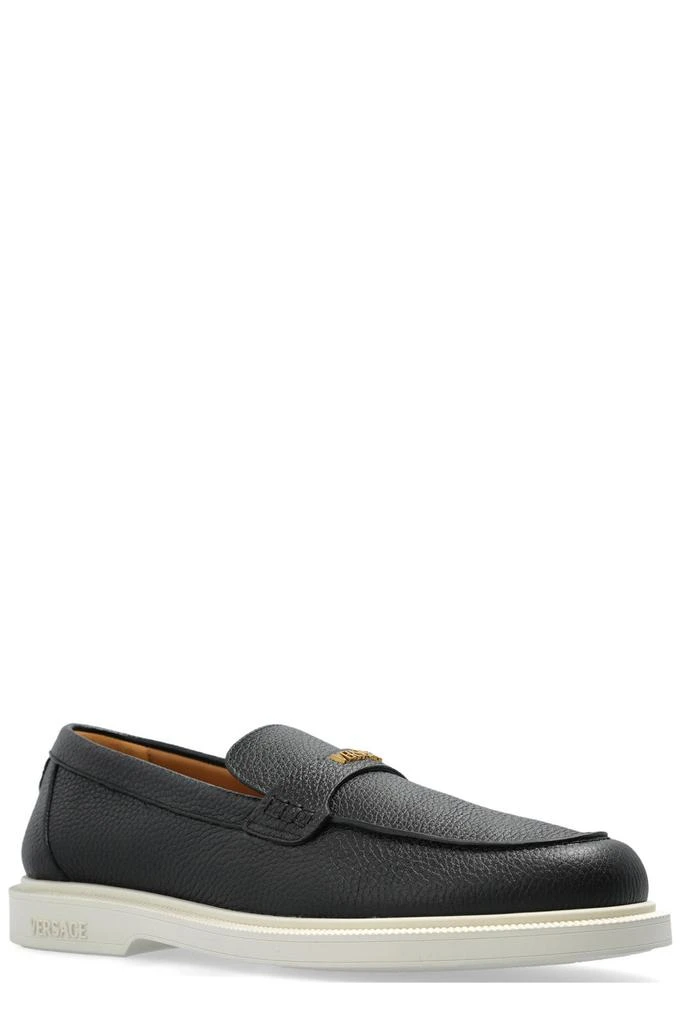 Versace Versace Logo-Lettering Round-Toe Loafers 2