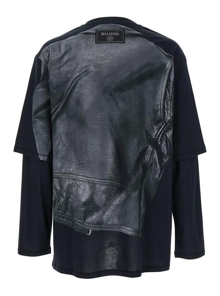 Balmain Leather Trompe L'Œil Ls T-Shirt 2