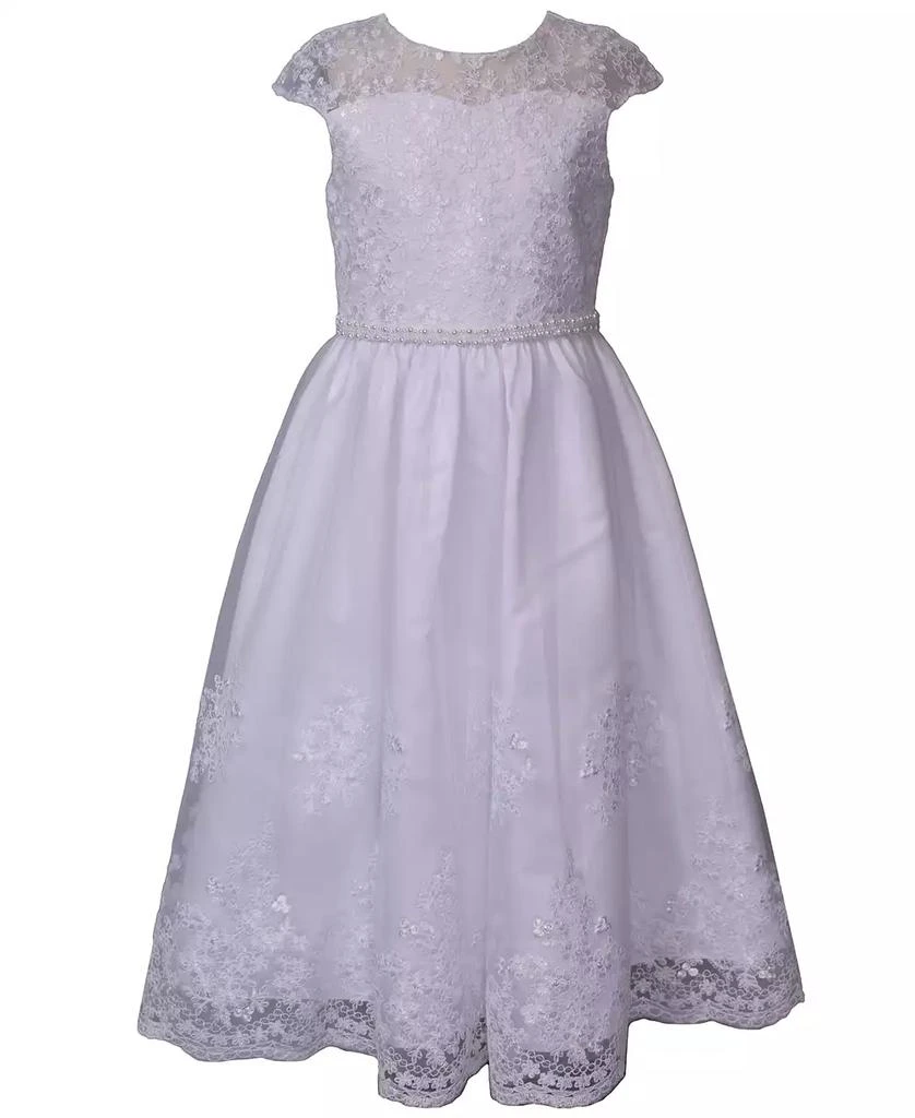 Bonnie Jean Big Girls Embroidered Cap Sleeve Communion Dress 4