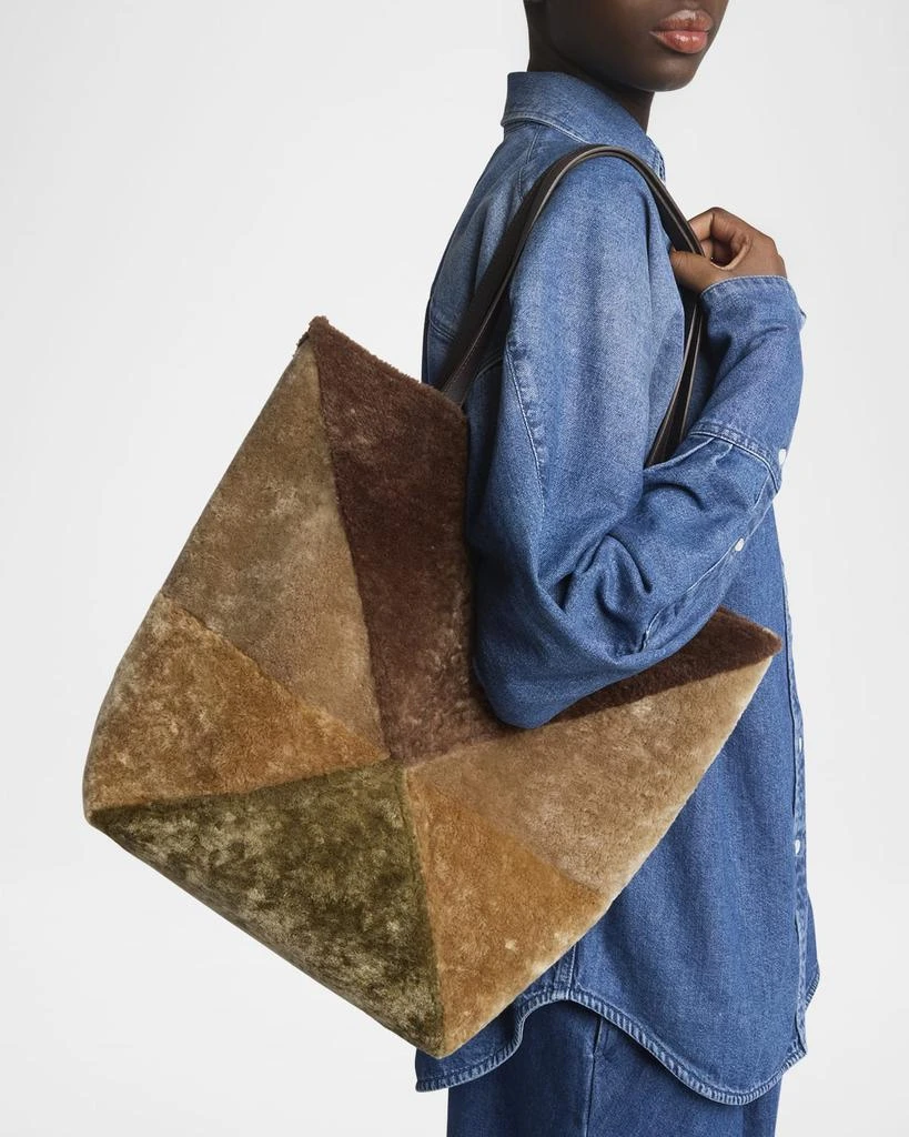 Loewe Puzzle Fold Large Sheep Shearling Fur Tote Bag 5