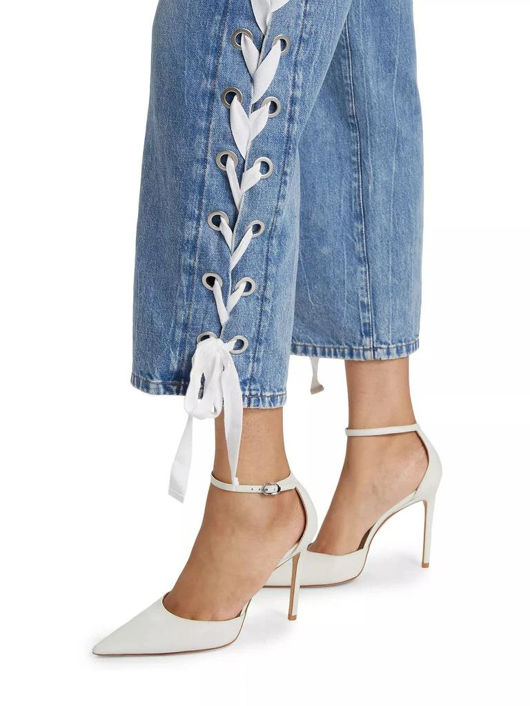 Alice + Olivia Reita Lace-Up Straight-Leg Jeans 6