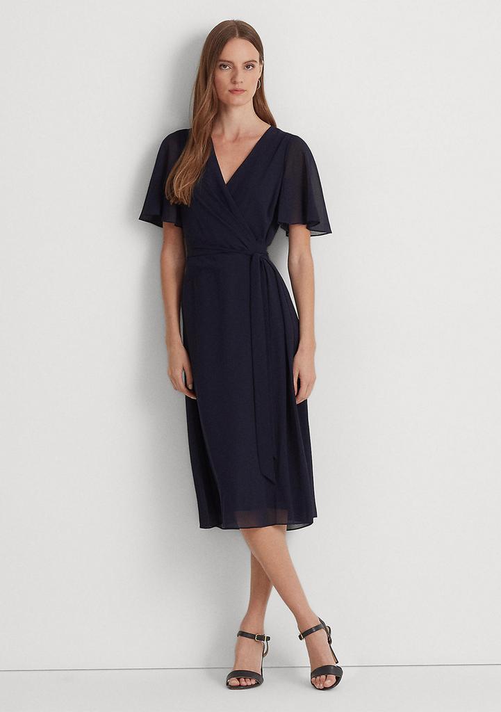 Ralph Lauren Belted Georgette Dress
