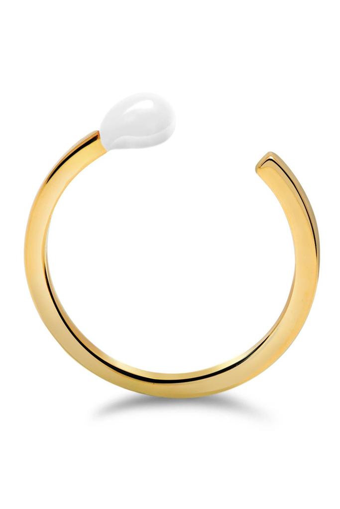 Gabi Rielle Yellow Gold Vermeil White Matchstick Bypass Ring