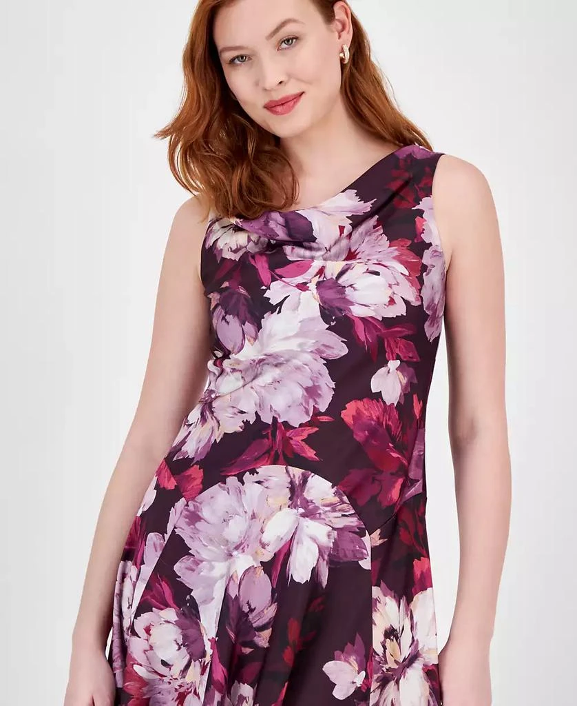 Robbie Bee Women's Floral-Print Cowl-Neck Fit & Flare Dress 3