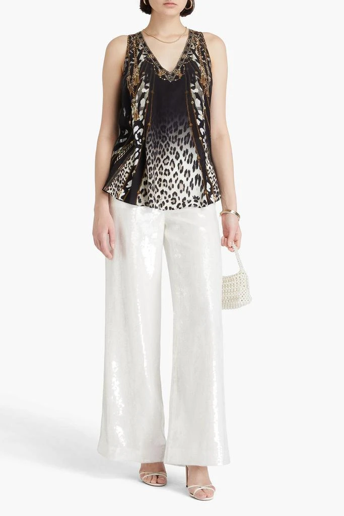 CAMILLA Crystal-embellished printed silk-chiffon top 2